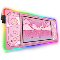 LED Lighting RGB Mouse Pad E-sports Game Keyboard Pad Table Mats Pink Moon Game Console Laptop Accessories Deskmat Mousepad Pc RGB250x350x3mm pink