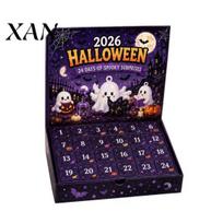 Halloween Advent Calendar 2026, 24 Day Ghost Countdown with Spooky Season Desk Decorations Collectible Figures, Gifts for Kids Boys Girls, Party A black