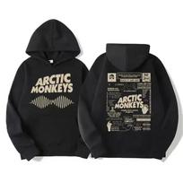 Men'S Retro Rock Arctic Monkeys Hoodie - Music Album Pattern Print Hip Hop Style Oversized Vintage Hooded Sweatshirt Wy005 S gray