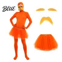Pilnos aprangos kostiumai Oranžinis maudymosi kostiumas su tiulio sijonu Dirbtinis pilvas Geltonos ūsai ir antakiai Kūno Zentai kostiumas Atviras veidas kostiumas Helovino Cosplay 160cm A red