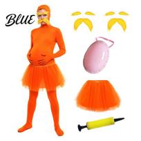 Pilnos aprangos kostiumai Oranžinis maudymosi kostiumas su tiulio sijonu Dirbtinis pilvas Geltonos ūsai ir antakiai Kūno Zentai kostiumas Atviras veidas kostiumas Helovino Cosplay 160cm C red