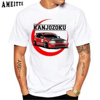 Civic EF Kanjozoku Car Print T-Shirt Summer Men Short Sleeve Hip Hop Boy Casual Tops Harajuku C L black