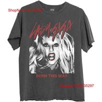 Lady Gaga Born This Way Photo T Shirt Vintage Soft Unisex Graphic Stylish Casual Homme Comfortable Stretched Slightly M gray