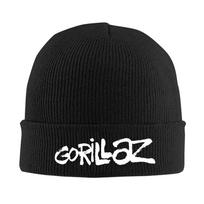Gorillaz  Beanie Hats  Bonnet Hats Adult Unisex Cute Gym Skullies Beanies Autumn Design Elastic Caps One Size black