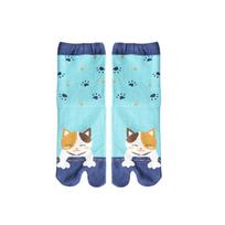 Mielas animacinio katino raštas Dvi pirštų kojinės Unisex Japonijos Kimono Šlepetės Sandalai Su padalintu pirštu Kojinės Moterys Vyrai Tabi Kojinės Harajuku žalia