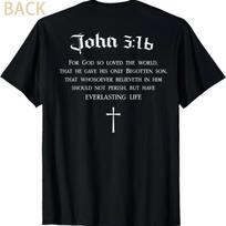 Christian Bible Verse Graphic T-Shirt Faith Religious Casual Tee S black