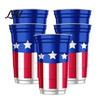 Food-grade Aluminum Cup USA 250th Anniversary Cup Reusable Patriotic Beer Mug Red 5pcs blue