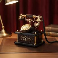Retro Telephone Music HandWound Musical Componentup Vintage Box Nostalgic Feel juoda