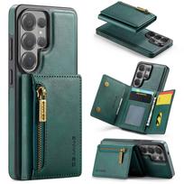 Prabangus 2 viename magnetinis odinis dėklas-piniginė su kortelių laikikliu, skirtas Samsung S26 Ultra S25 FE S24 S23 S22 S21, su Magsafe apsauga nuo smūgių Galaxy S21 Ultra 5G žalia