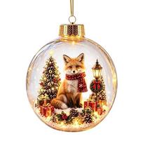 Acrylic Christmas Corgi Ornament With Transparent Crystal Ball - Festive Tree Hanging Decor Home Holiday Display Lit Version