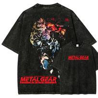Metal Gear Solid Washed T-shirt 2026 New Model personality Clothes shirt Year round clothing Streetwear Trendy high quality soft M black