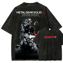 Metal Gear Solid Washed T-shirt 2026 New Model personality Clothes shirt Year round clothing Streetwear Trendy high quality soft S black