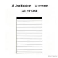 A7 Mini Refillable Sticky Note Pad: Pocket-Size, 30 Lined Sheets, Tear-Off Pages 30 Sheets black