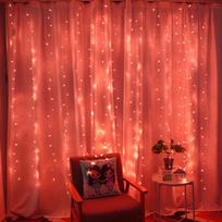 Užuolaidų LED styginių lemputės Girliandų festivalis Kalėdų puošmena USB nuotolinio valdymo pultas Šventinės vestuvių fėjos lemputės miegamojo namams 3M(W)x2M(H) 200 LEDS raudona