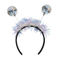 Glittering Disco Ball Hairhoop Hair Styling Accessory Headpiece Comfortable Hairband For Night Event Theme Parties Props gray