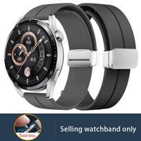 Tinka Huawei WATCH Ultimate laikrodžio dirželiui, Nepaprastas meistriškumo silikoninis magnetinio pritraukimo laikrodžio dirželis, Vandeniui atsparus guminis 22mm black