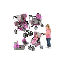 Kūdikių lėlių vežimėlis "2-in-1" krepšys su dėže Pink Stars