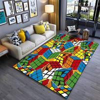 Spalvingas 3D kubo rašto kilimas namų dekoravimui. Tinka naudoti kaip neslystantis žaidimų kilimėlis svetainės ir miegamojo sofoms. 60x90cm( 23x35in ) gray
