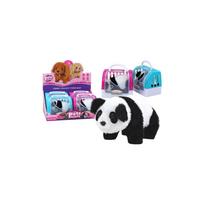 Interaktyvi pliušinė panda transporto dėžutėje, rožinė ir mėlyna