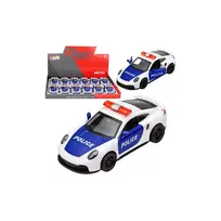 Sportinis Policijos automobilis su varikliu, metalinis „pull-back“ modelis, baltas, 1:43