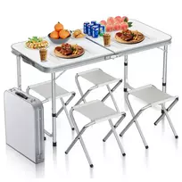 Sulankstomas kelioninis stalas CAMP 120 SET, juodos spalvos