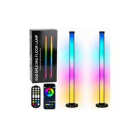 Grindų šviestuvai Smart su spalvotomis RGB LED lemputėmis, nuotolinio valdymo pultu ir programėle, 125 cm, 2 vnt