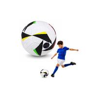 Treniruočių futbolo kamuolys, skirtas žaisti ant žolės aikštės, baltas, su raštais, 22 cm, 5 dydis