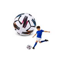 Treniruočių futbolo kamuolys, skirtas žaisti ant žolės, baltas, su raštais, 22 cm, 5 dydis