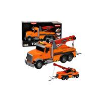 Sunkvežimis su kranu, kelių pagalbos automobilis, kabliukas, žibintai, garsai, oranžinis, 1:18