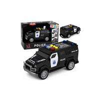 Policijos automobilis, specialioji transporto priemonė, radijo automobilis, šviesos ir garsai, juodas, 1:32