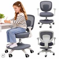 Vaikiška ergonomiška kėdė, pasukama, reguliuojamo aukščio, su kojų atrama, pilka
