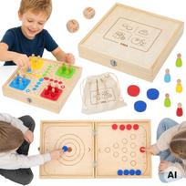 Arkadinis medinis žaidimas VIGA 4-in-1: ledo ritulys, kerlingas, boulingas, „Ludo“