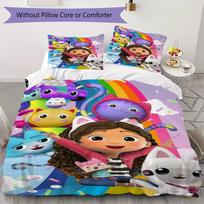 Gabby's Dollhouse Pattern Bedding,Quilt Set Quilt Cover Pillowcase Home Birthday Gift(1 * duvet cover + 2 * pillowcase, without core)_lx 135x200cm white