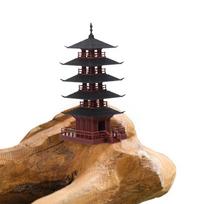 Mini Pagodos Statulėlė Kinijos Senovinio Pastato Modelis Paviljonų Dekoracijos Imitacinė Statulėlė Zen Sodas Akvariumas Bonsai Dekoracija one size black