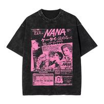 2026 Nana Inspired Anime T Shirts Washed Cotton T-Shirts Osaki Kawaii Cartoon Vintage for Men Women Streetwear Printed Tee Shirt XL pink