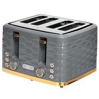 Toaster For 4 Slices With 7 Browning Levels High Lift Reheat Defrost Cancel Function Gray Wave Pattern