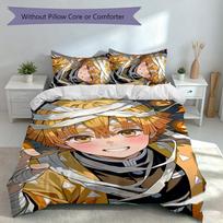 3pcs Nezuko Demon Slayer Agatsuma Zenitsu Duvet Cover Set, Includes 1 Duvet Cover and 2 Pillowcases,Skin-Friendly&Comfortable Fabric,Suitable Bedding 135cmx200cm white