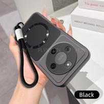 For Honor Magic 8 Lite Case For Magsafe Phone Case For Honor Magic 8 7 Pro Lite PU Lambskin Leather With Wrist Strap Soft Cover Honor Magic6 Lite black
