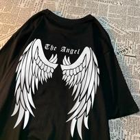 Balti Angelo Sparnai Vyrams Moterims Viršutiniai Drabužiai Raštas Apvalus Kaklas Marškinėliai Raštas Oversize Marškinėliai Drabužiai Harajuku Laisvi Marškinėliai Pora XXXXXL juoda
