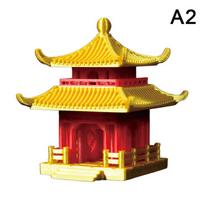 Kinų Pagodos Statulėlė Senovinio Pastato Modelis Japonijos Paviljonas Apdaila Miniatiūrinis Uolynas Akvariumas Bonsai Ornamentas yellow