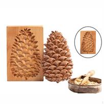 Embossing Craft Wooden Shaped Chocolate Fondant Cake Baking Tool Pine Cone beige