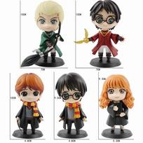 Hot 3-10pcs/set Harri Q Style Potter Posket Hermione Ron Hedwig Vinyl Figure Toy Cake Decoration Car Model PVC Doll Present Playthings black