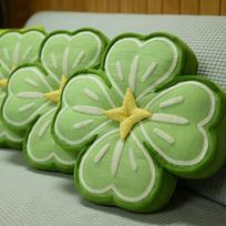 Four-Leaf Clover Plush Tatami Cushion - Cartoon Flower Seat for Kids 40cm + 400*170 Blanket beige