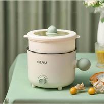 1.8L Dormitory Noodle Cooker Portable Mini Electric Hot Pot 2 Gear Non-stick Rice Cooker Multi-functional Electric Cooking Pot With steamer gray