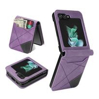 Compatible with Samsung Z Flip7 phone case, Samsung Foldable 5th Gen spliced color-blocking line card slot foldable protective case samsung z flip7 violetinė