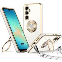 Case for Samsung Galaxy A27 5G, Shockproof Soft Silicone Protection with Ring and Lanyard - White balta