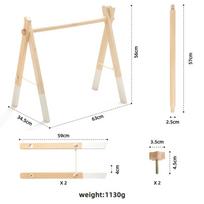 1Set Wooden Rattle Teethers Baby Toys Play Gym Mobile Newborn Sensory Structure Baby Nursing Gifts Handmade Stroller Accessories beige