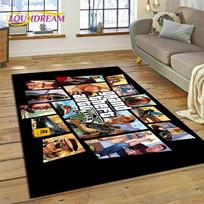 3D GTA žaidimo Grand Theft Auto žaidėjo kilimas kilimėlis miegamojo svetainės namų sofos dekoravimui, vaikų žaidimų didelis dekoras grindų kilimėlis 80x120cm( 31x47in)