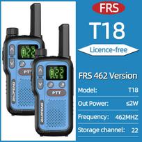 2pcs Baofeng T18 Mini Walkie Talkie Long Range PMR FRS Rechargable Portable Two Way Radio Type-C Charger VOX for Camping Trip USB Plug