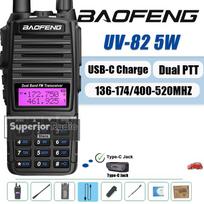 Baofeng UV-82 Walkie Talkie 5W/8W 2800mAh Type-C Charging Dual PTT Dual Band Long Range High Capacity For Hunting Two Way Radios